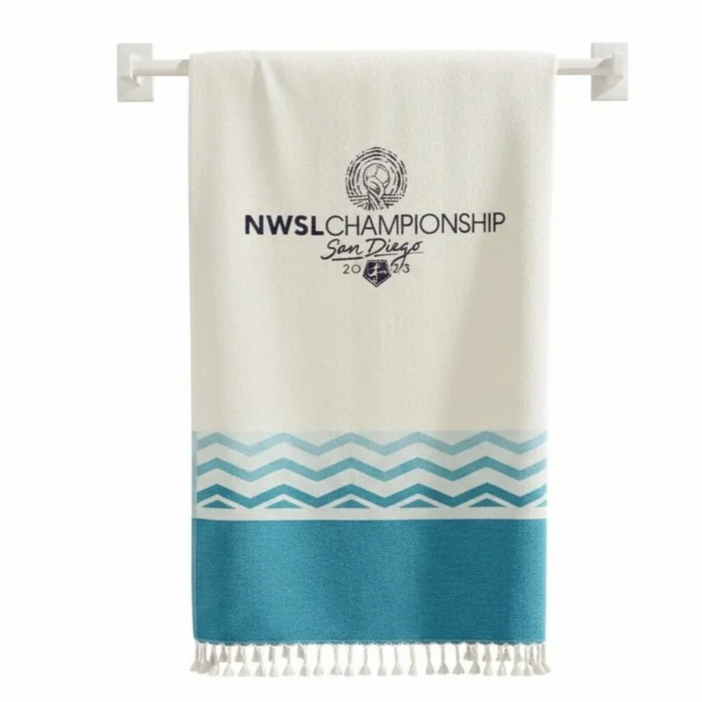 Terrytown Championship Blue White Striped‎ Beach Towel Swim Pool Blanket Wrap